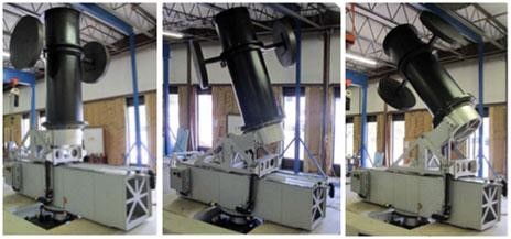 Spacecraft positioner loaded iwth a mass mockup and tilted to various orientations